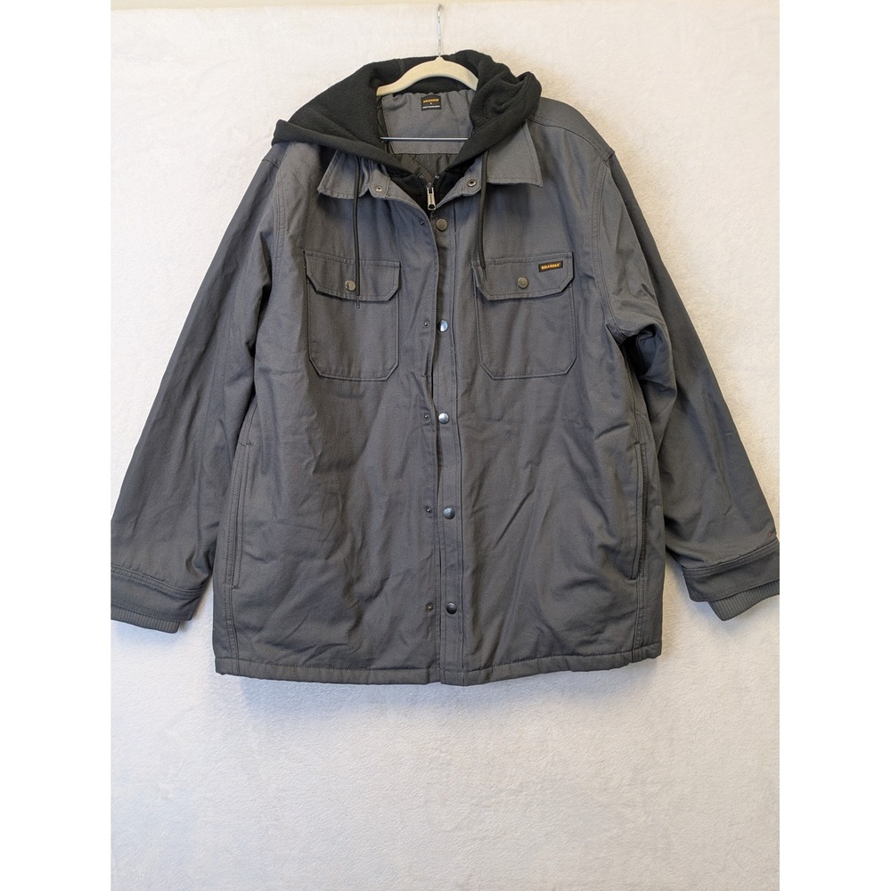 Brahma Mens Charcoal Gray Hooded Canvas Barn Workwear Jacket Size L